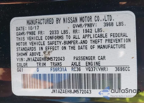 2018 Nissan 370Z из США, поврежденный, VIN JN1AZ4EH8JM572043